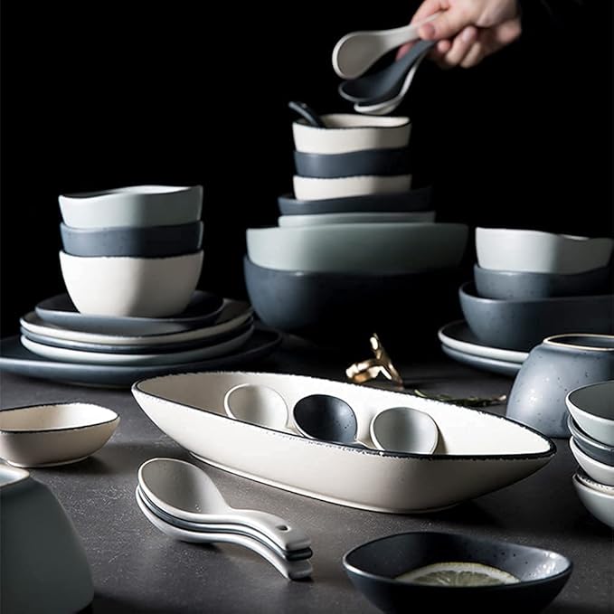 Dinnerware Sets, Nordic Style Irregular Porcelain Tableware Set With Plates Bowls And Dish, Ceramic Dinner Set For Home Kitchen And Dinning, Microwave Dishwasher Safe, Se,White18Pcs