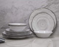 Melamine Dishes Dinnerware Sets - 12pcs Melamine Dinner Plates, Salad Plates and Bowls, for Everyday Use White