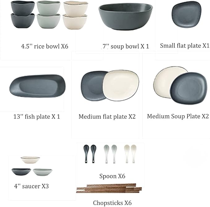 Nordic Ceramic Dinnerware Sets, Porcelain Plate and Bowl Sets, High-End Color Dishware Sets, Modern Reactive Glaze Stoneware Dishes Set Holiday,12Pcs (White 28Pcs)