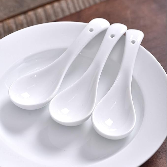 Ceramics Dinner Sets, 26 Pieces Pure Dinnerware Set White Porcelain Steak Plate Cereal Bowl and Soup Bowl for Restaurant