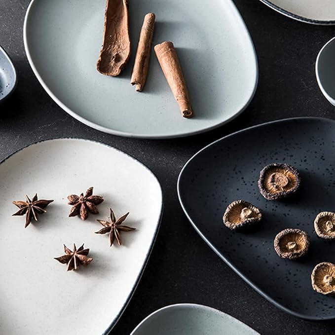 Dinnerware Sets, Nordic Style Irregular Porcelain Tableware Set With Plates Bowls And Dish, Ceramic Dinner Set For Home Kitchen And Dinning, Microwave Dishwasher Safe, Se,White18Pcs