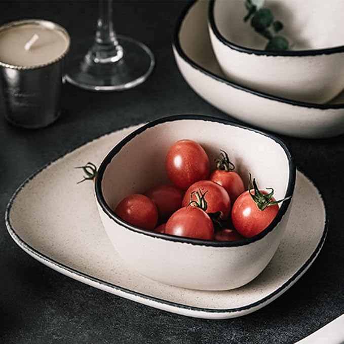 Dinnerware Sets, Nordic Style Irregular Porcelain Tableware Set With Plates Bowls And Dish, Ceramic Dinner Set For Home Kitchen And Dinning, Microwave Dishwasher Safe, Se,White18Pcs