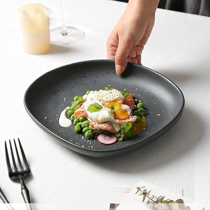 Nordic Ceramic Dinnerware Sets, Porcelain Plate and Bowl Sets, High-End Color Dishware Sets, Modern Reactive Glaze Stoneware Dishes Set Holiday,12Pcs (White 48Pcs)