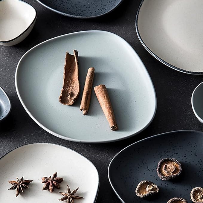 Dinnerware Sets, Nordic Style Irregular Porcelain Tableware Set With Plates Bowls And Dish, Ceramic Dinner Set For Home Kitchen And Dinning, Microwave Dishwasher Safe, Se,White18Pcs