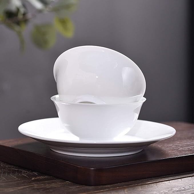 Ceramics Dinner Sets, 26 Pieces Pure Dinnerware Set White Porcelain Steak Plate Cereal Bowl and Soup Bowl for Restaurant