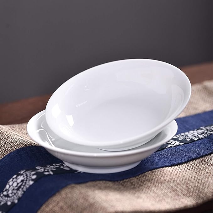Ceramics Dinner Sets, 26 Pieces Pure Dinnerware Set White Porcelain Steak Plate Cereal Bowl and Soup Bowl for Restaurant