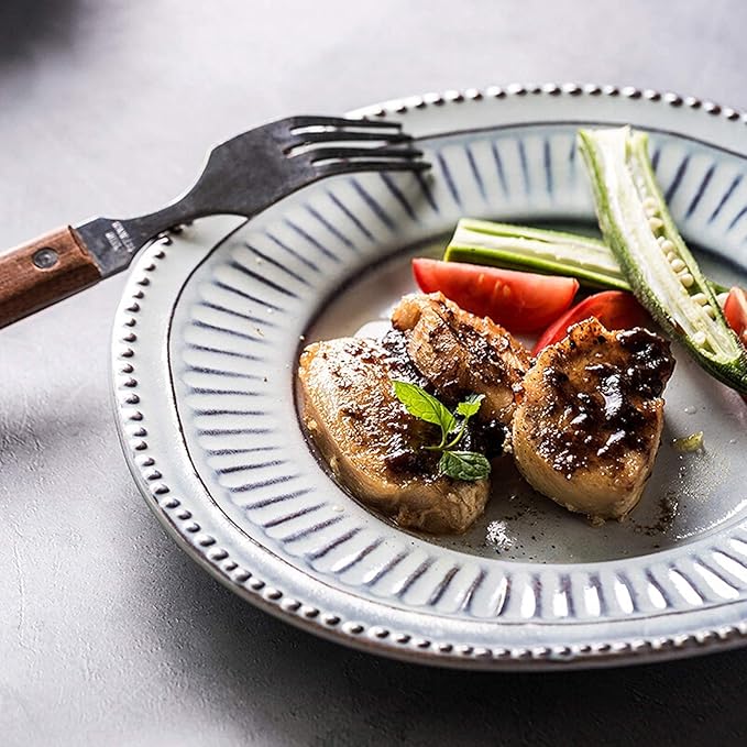 Ceramics Dinner Sets, 16 Pieces Relief Craft Porcelain Dinnerware Set Retro Blue and White Cereal Bowl Steak Plate and Soup Bowl for Special Restaurant