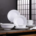 Ceramics Dinner Sets, 26 Pieces Pure Dinnerware Set White Porcelain Steak Plate Cereal Bowl and Soup Bowl for Restaurant